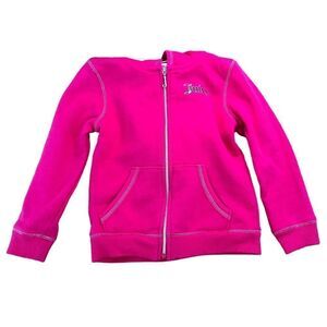 Juicy Couture ~Toddler Bright Barbie Pink Zipped Hoodie~silver stitching ~size 3
